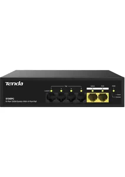 Tenda S106PC 6 Port 4 Port PoE+ Switch: Dayanıklı ve Güçlü Ağ Çözümü