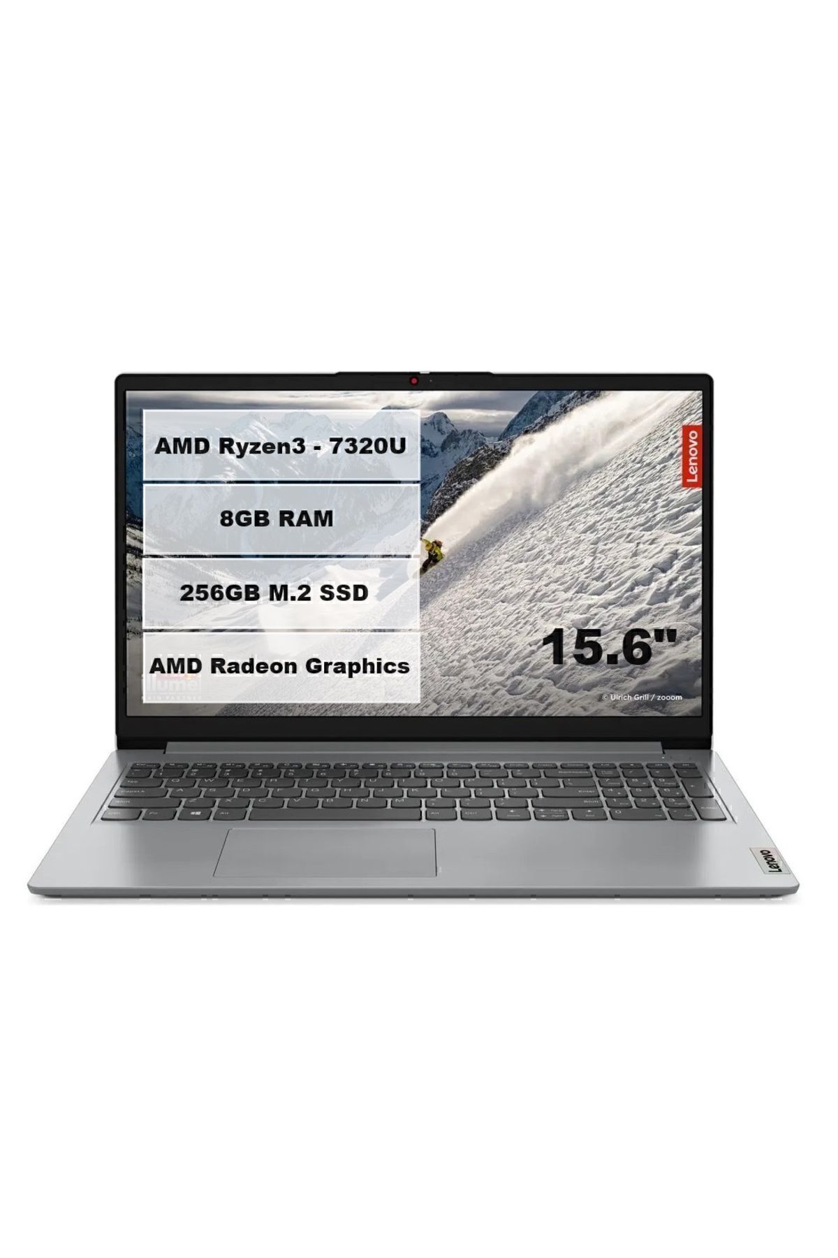 LENOVO Ideapad1 AMD Ryzen 3-7320U 8GB 256GB SSD DOS 15.6" Cloud Grey Laptop (Lenovo Türkiye Garantili)
