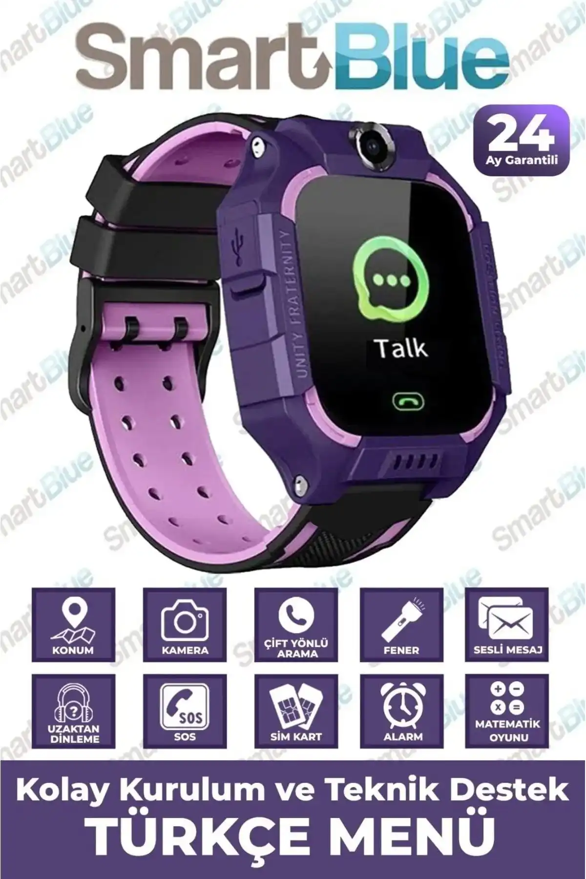 SMARTBLUE Mor ve Pembe Q19 Akıllı Çocuk Saatlerinin Özellikleri ve İncelemesi