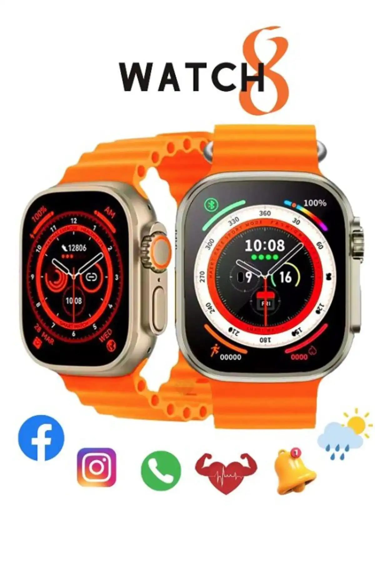 Favors Watch 8 Ultra Turuncu ve SMARTEST 49mm Ultra Akıllı Saat Karşılaştırması